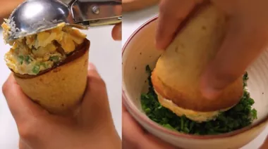 Crispy baked cone bites stuffed with creamy corn filling